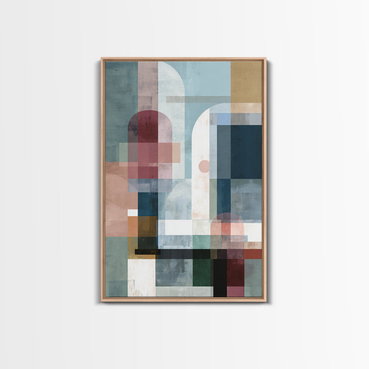 Pastel Geometric Arches Wall Art, Modern Abstract Art Print, Scandinavian Modern Decor, Soft Blue Pink Canvas Print, Home Decor