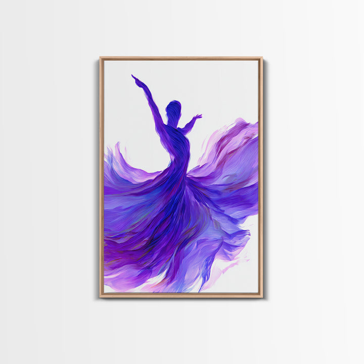 Purple Flowing Dancer Canvas Print, Modern Abstract Art, Feminine Movement Poster, Colorful Wall Decor, Bedroom Art Prints
