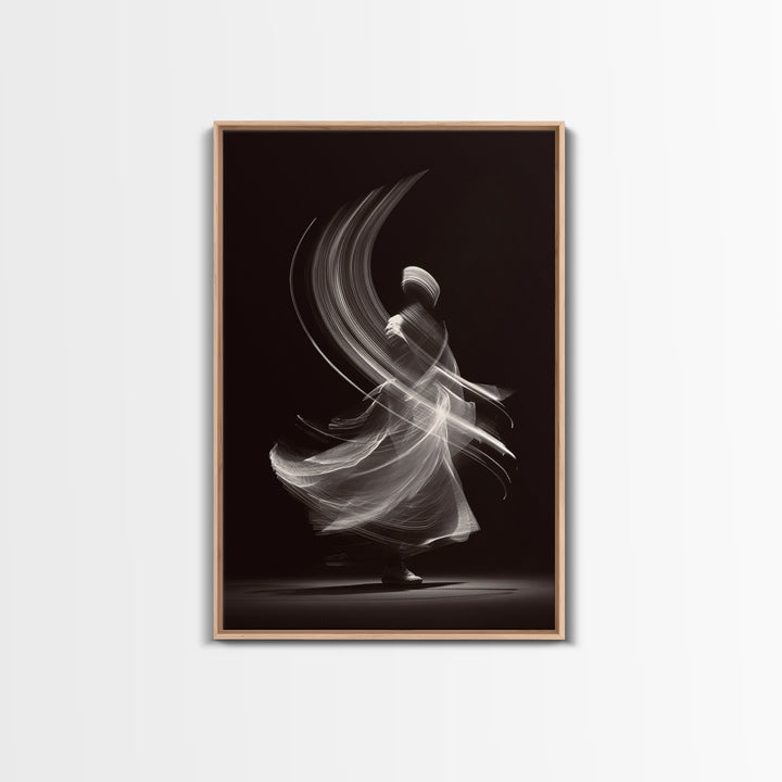 Black White Whirling Dancer Wall Art, Minimalist Abstract Art, Modern Motion Poster, Elegant Bedroom Decor, Fine Art Print
