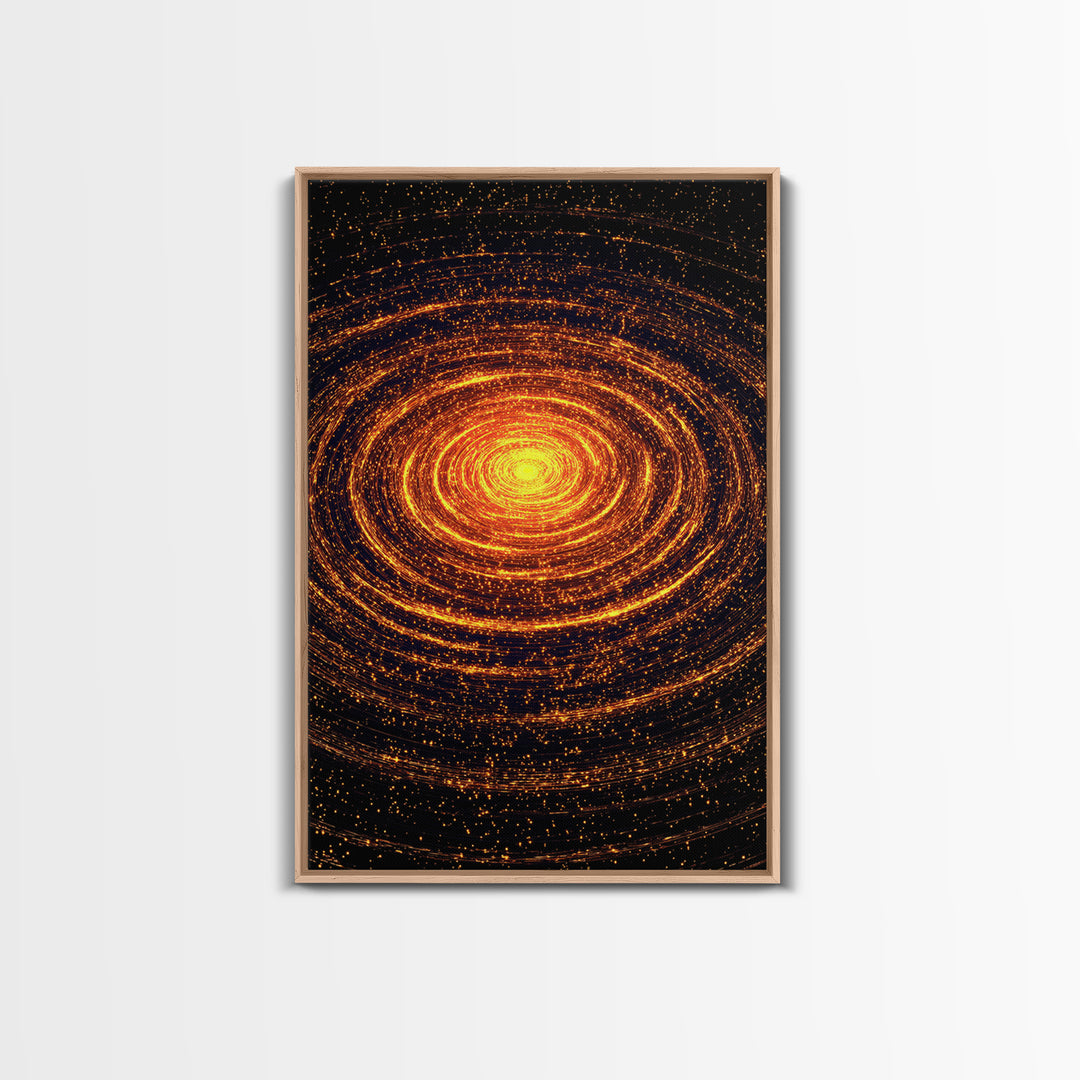 Glowing Orange Cosmic Spiral Wall Art, Abstract Galaxy Vortex, Space Abstract Art, Modern Retro Poster, Living Room Decor