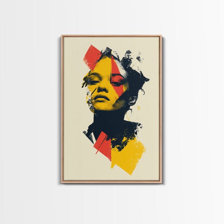 Yellow Red Abstract Woman Portrait Wall Art, Modern Pop Art Print, Bold Graphic Poster, Contemporary Decor For Living Room Bedroom