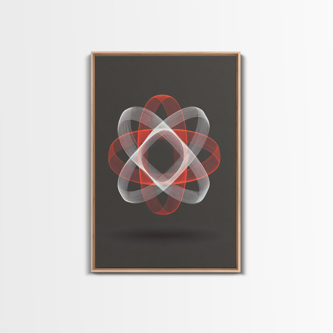 Red White Kinetic Line Wall Art, Spirograph Geometric Canvas Print, Modern Abstract Decor, Dark Statement Art Poster Print