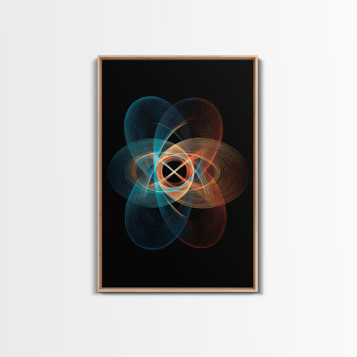 Glowing Atomic Orbital Abstract Canvas Print, Midcentury Modern Wall Art, Geometric Art Print, Retro Modern Home Decor Gift
