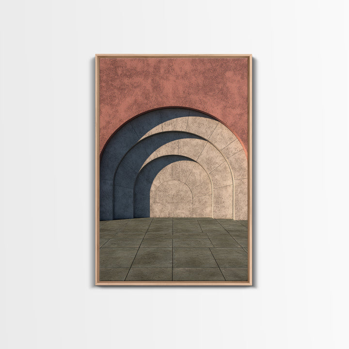 Pastel Concrete Archway Wall Art, Scandinavian Modern Architecture Print, Minimalist Geometric Decor, Neutral MCM Home Art