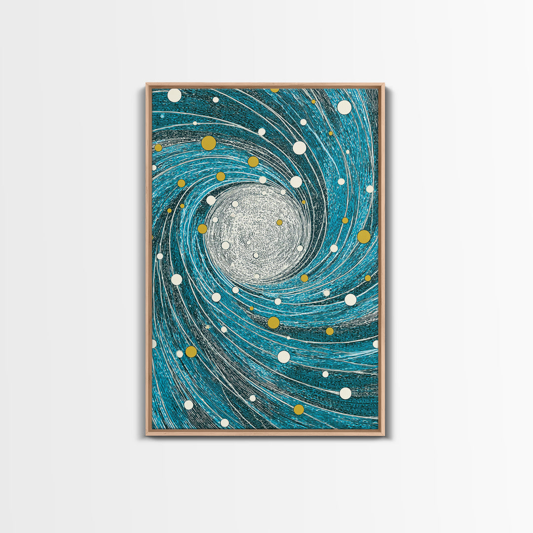Turquoise Spiral Galaxy Wall Art, Cosmic Abstract Art Print, Modern Geometric Wall Decor, Space Poster, Blue Gold Decor Gift