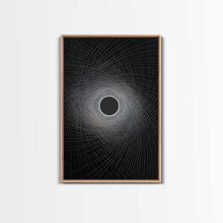 Black Vortex Spiral Grid Wall Art, Modern Abstract Art Print, Geometric Wall Decor, Space Abstract Poster For Office Decor