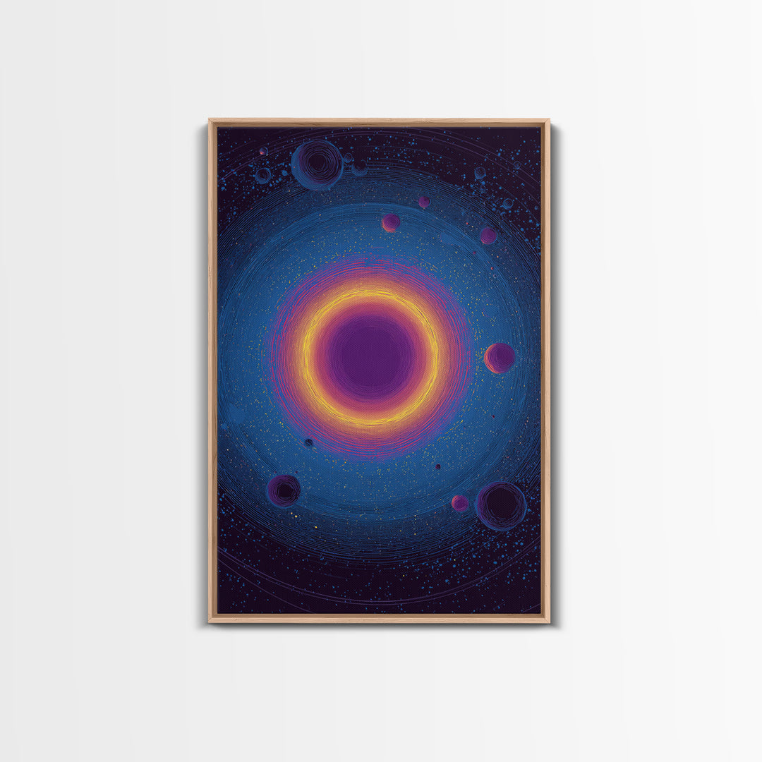 Purple Black Hole With Golden Ring Wall Art, Cosmic Retro Art, Modern Abstract Art, Space Poster, Blue Wall Decor Print Gift