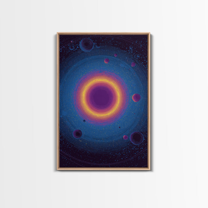 Purple Black Hole With Golden Ring Wall Art, Cosmic Retro Art, Modern Abstract Art, Space Poster, Blue Wall Decor Print Gift