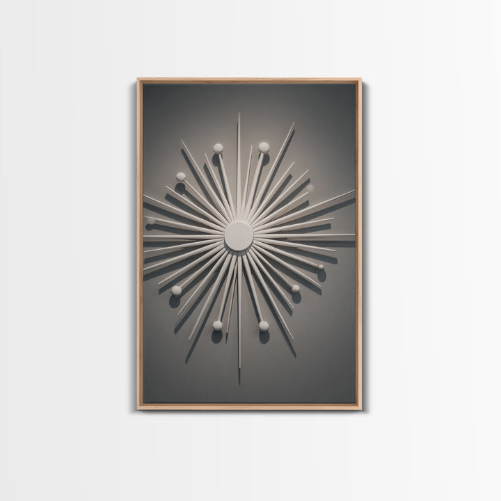 White Atomic Starburst Wall Art, Midcentury Modern Art, Retro Wall Decor, 1950s Design, MCM Home Decor Print For Living Room