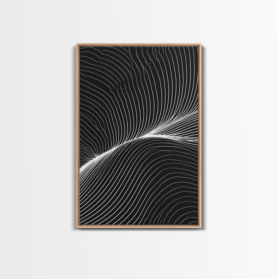 Black White Flowing Line Abstract Wall Art, Modern Op Art Print, Minimalist Wall Decor, Geometric Art For Bedroom, Home Office Decor