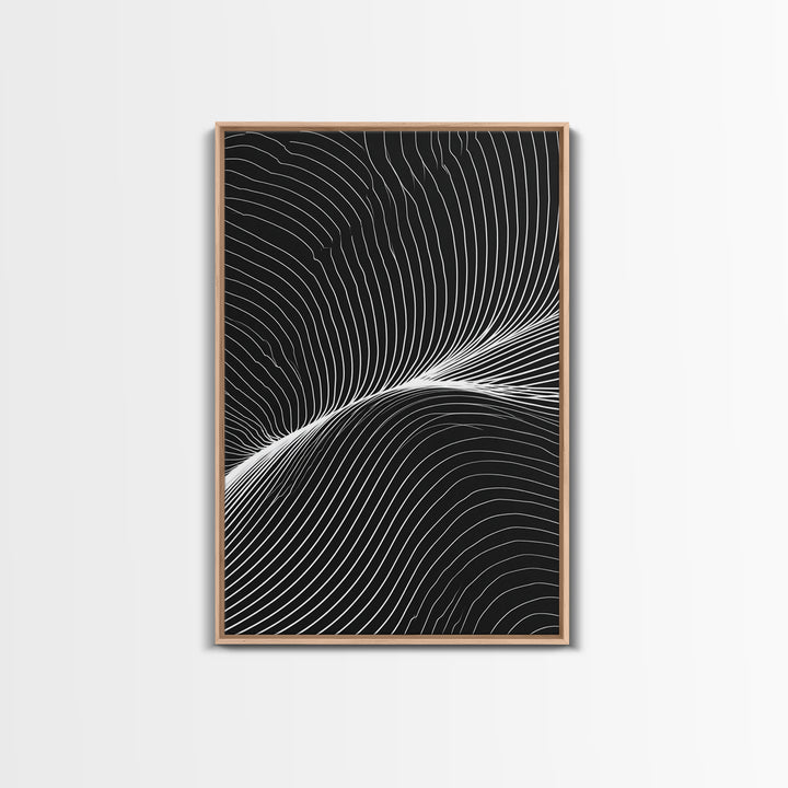 Black White Flowing Line Abstract Wall Art, Modern Op Art Print, Minimalist Wall Decor, Geometric Art For Bedroom, Home Office Decor