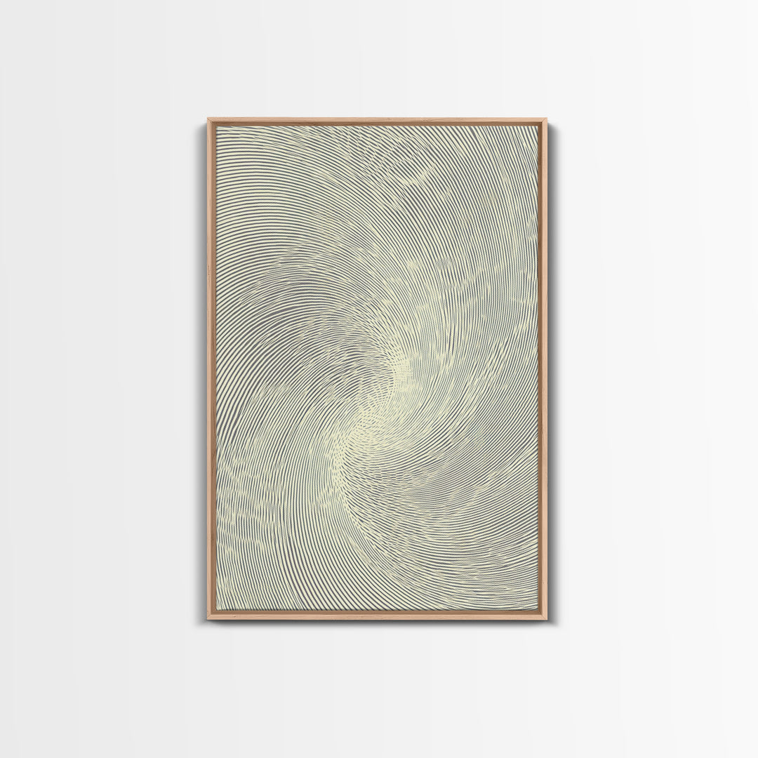 Cream Spiral Line Op Art Canvas Print, Midcentury Modern Abstract Art, Minimalist Wall Art Decor, Neutral Home Office Poster