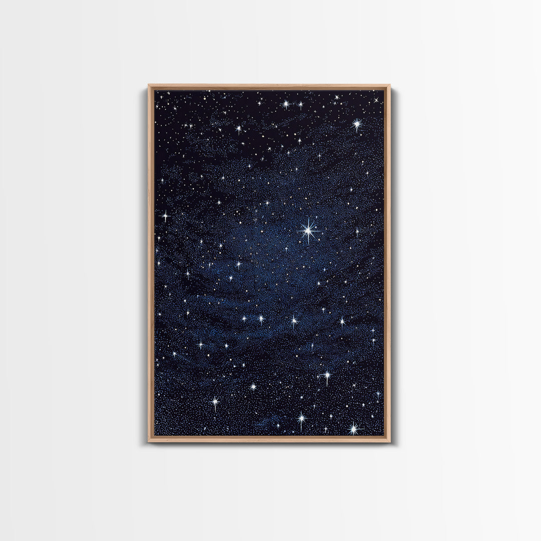 Deep Blue Starry Night Sky Wall Art, Cosmic Galaxy Print, Celestial Space Poster, Astronomy Decor For Bedroom And Home Office Decor