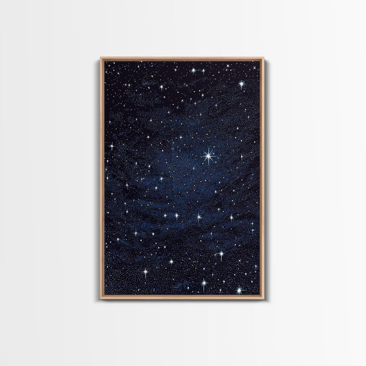 Deep Blue Starry Night Sky Wall Art, Cosmic Galaxy Print, Celestial Space Poster, Astronomy Decor For Bedroom And Home Office Decor