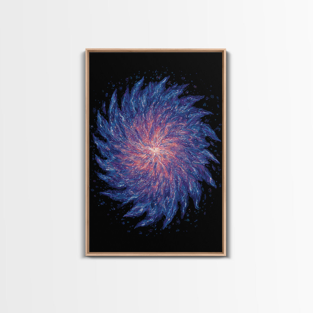 Purple Blue Spiral Nebula Canvas Print, Space Abstract Art, Modern Wall Art, Cosmic Retro Poster, Vibrant Art Purple, Home Decor