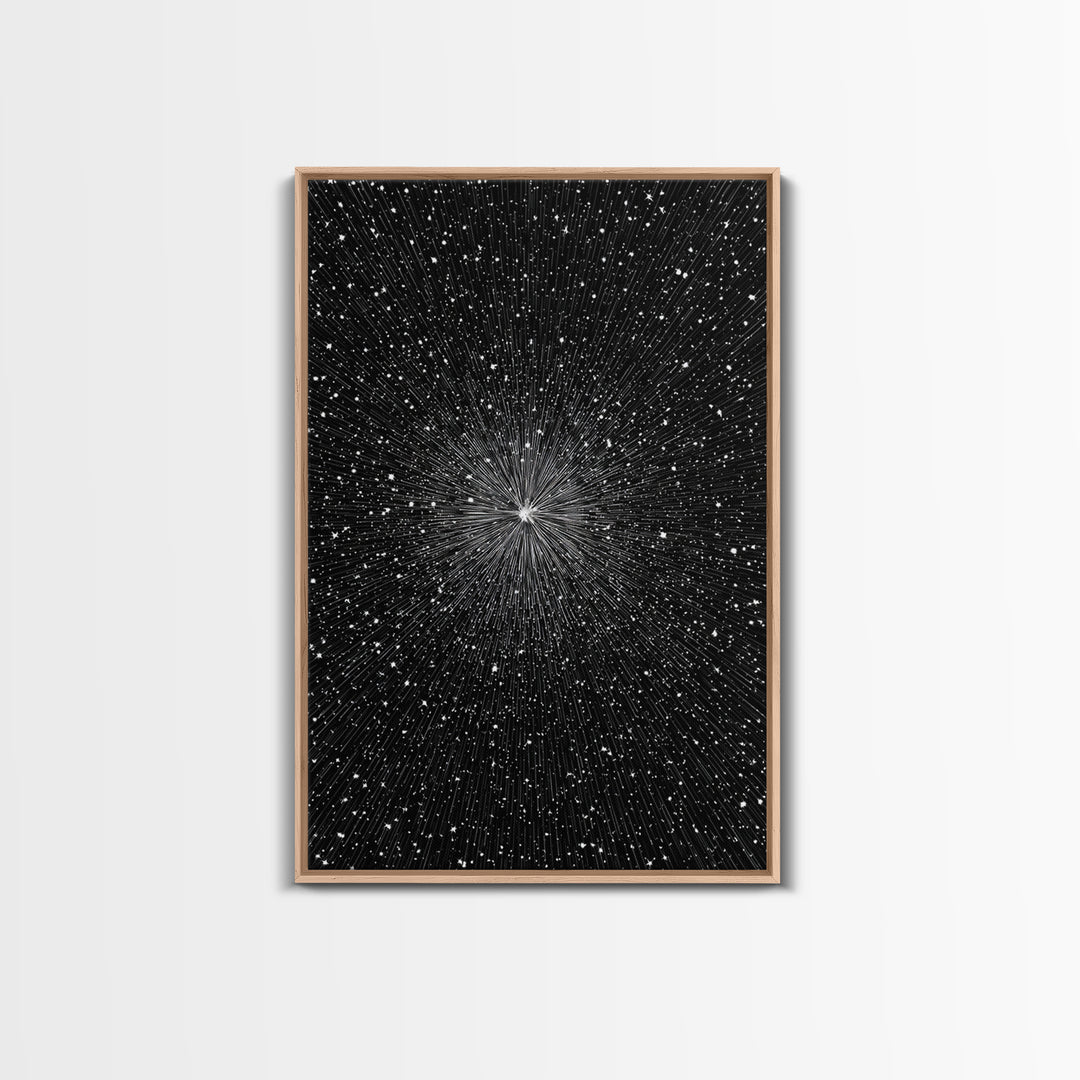 Black White Warp Speed Starfield Wall Art, Space Abstract Art, Modern Art Print, Sci Fi Poster, Minimalist Wall Decor, Office