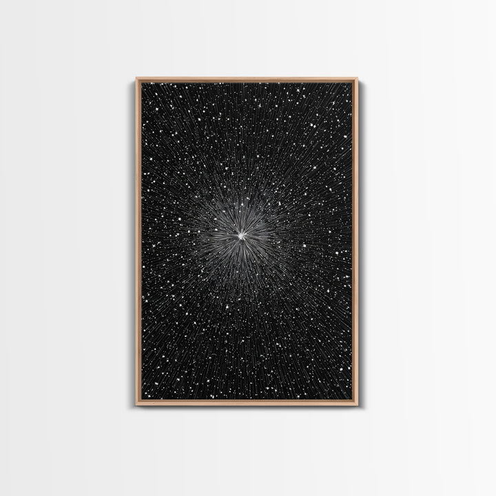 Black White Warp Speed Starfield Wall Art, Space Abstract Art, Modern Art Print, Sci Fi Poster, Minimalist Wall Decor, Office