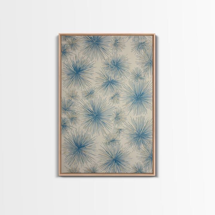 Blue Atomic Starburst Pattern Wall Art, Midcentury Modern Art Print, Retro Wall Decor, Beige Teal Abstract Home Decor Prints