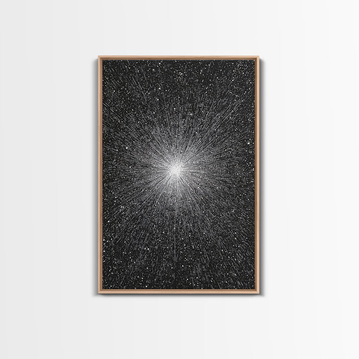 Black And White Cosmic Starburst Wall Art, Modern Abstract Art Print, Space Poster, Sci Fi Retro Decor, Monochrome Home Decor