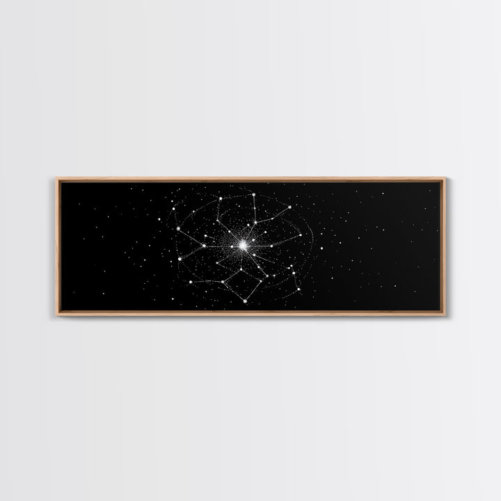 Constellation Star Map Abstract Wall Art, Geometric Wall Art, Space Poster, Midcentury Modern Art Print, Black Celestial Decor