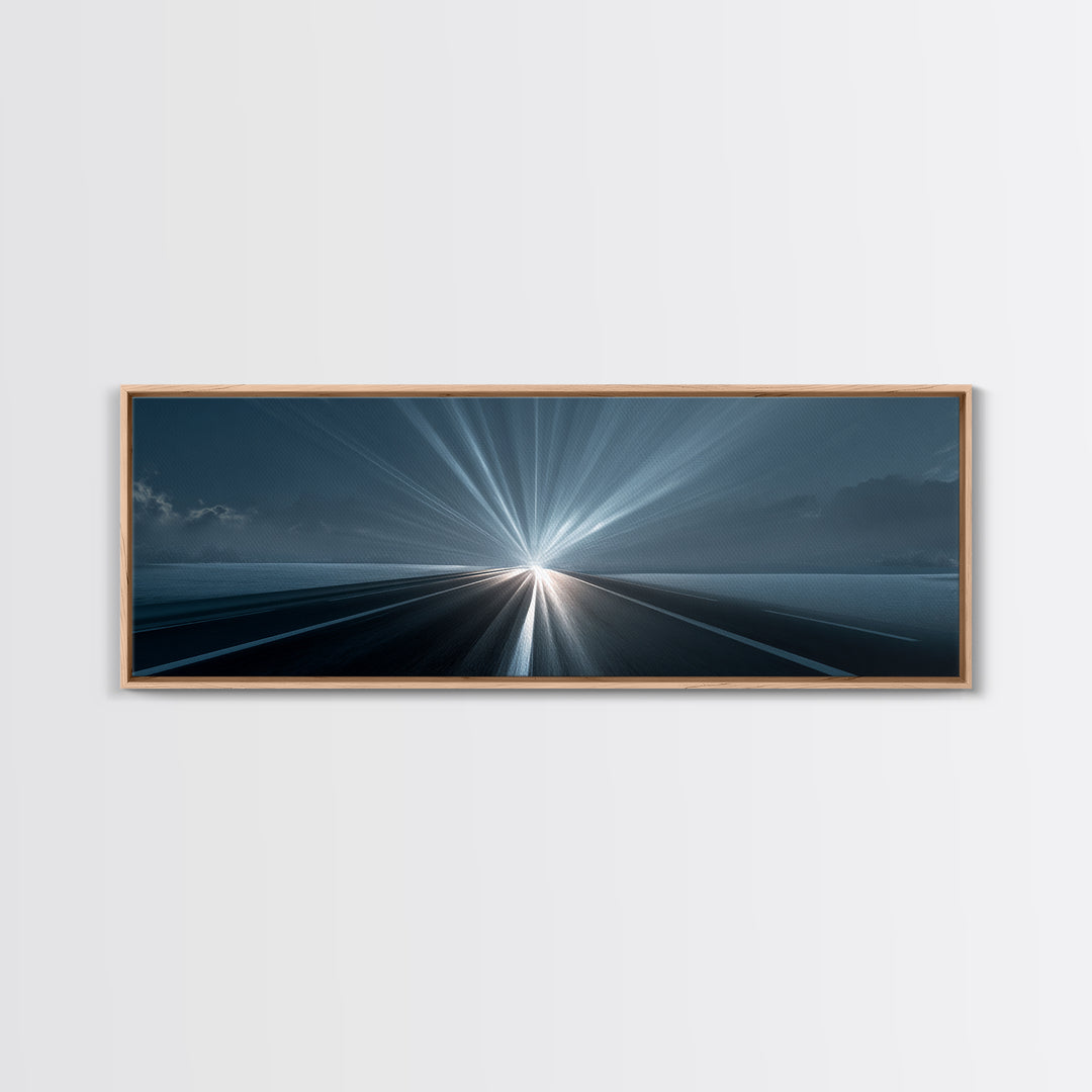 Moody Blue Ocean Road Canvas Print, Modern Art Print, Coastal Wall Art, Minimalist Office Decor, Framed Seascape Poster Gift