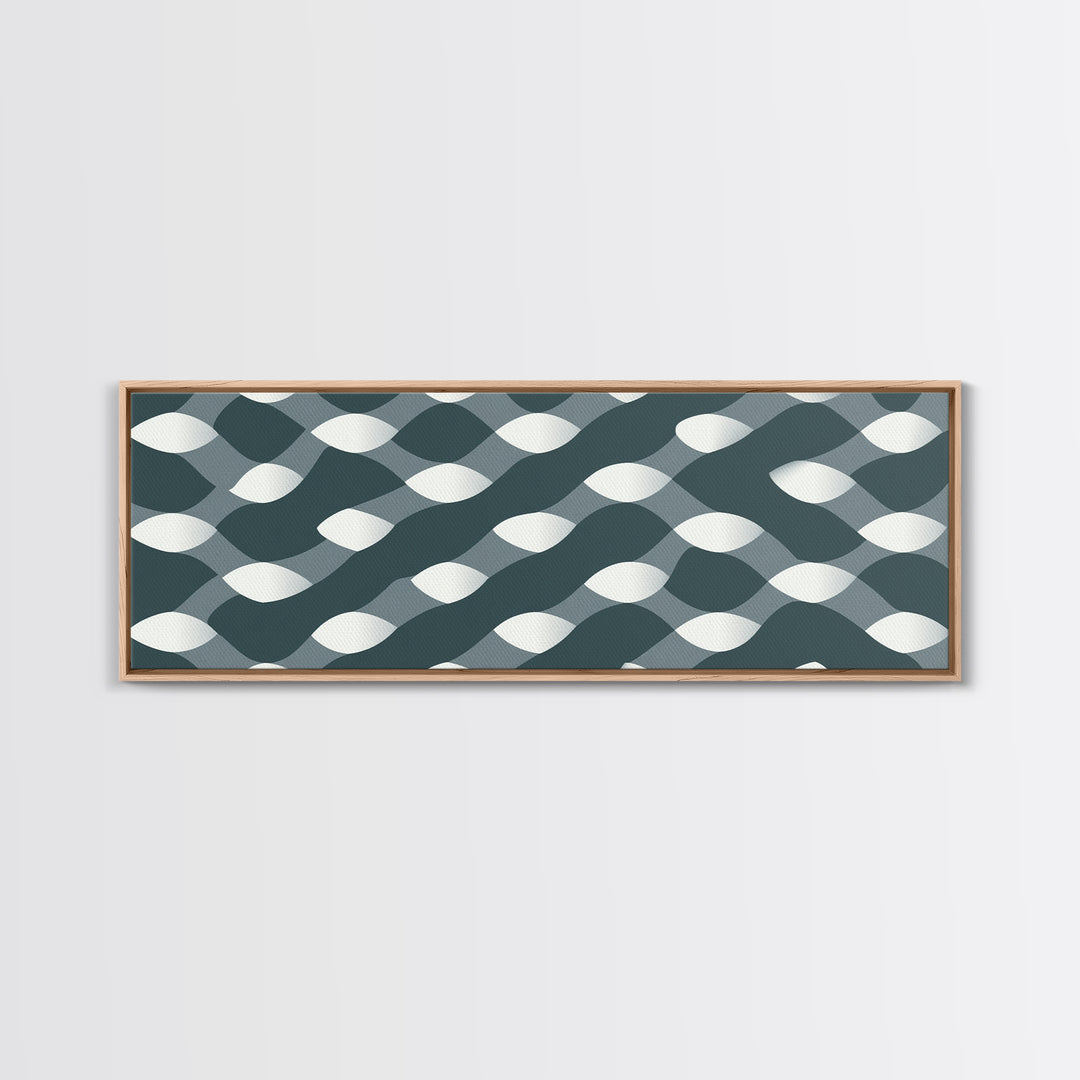 Gray Wavy Op Art Pattern Canvas Print, Geometric Wall Art, Modern Abstract Art, Minimalist Decor, Office Wall Art, Retro
