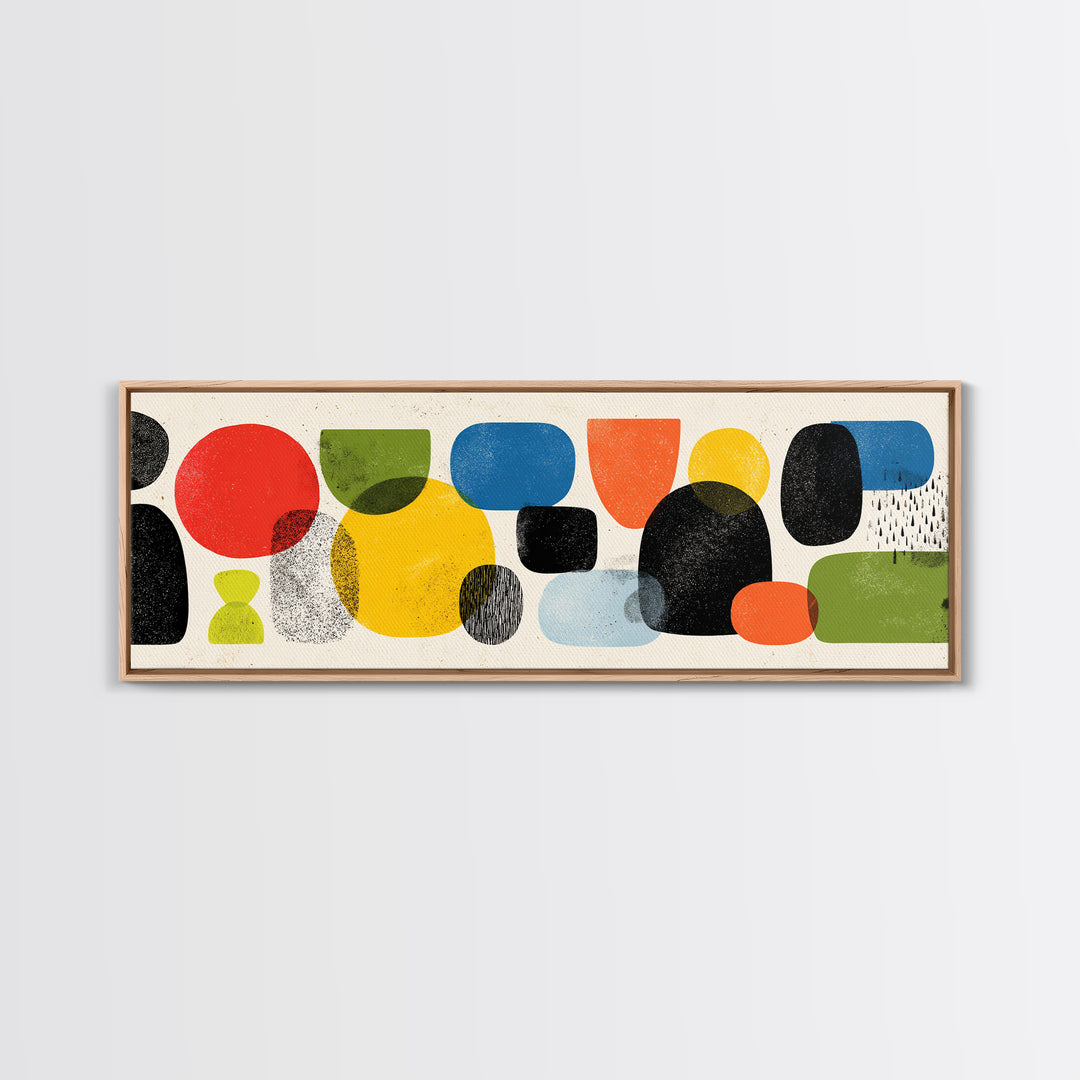 Colorful Rounded Shape Wall Art, Playful Midcentury Modern Abstract Poster, Retro Geometric Decor, Large MCM Print Gift Idea