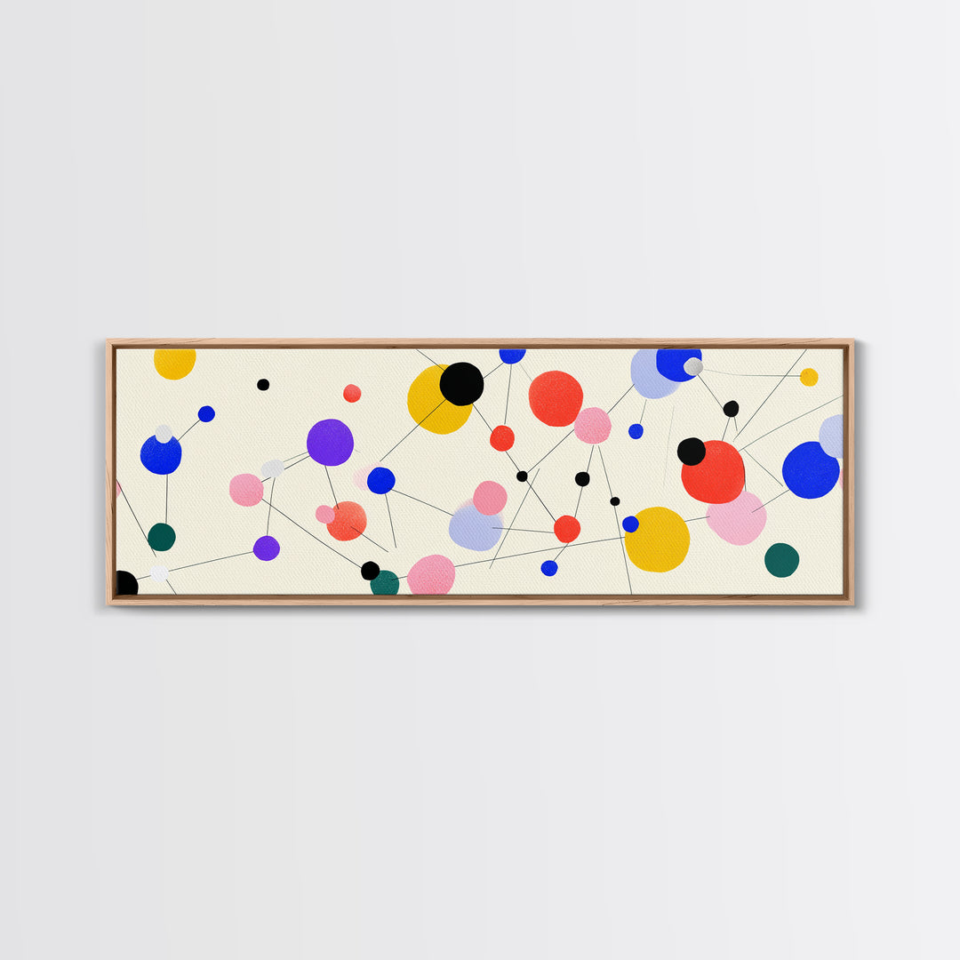 Colorful Atomic Dots And Connected Lines Wall Art, Midcentury Modern Art, Geometric Abstract Print, Retro Modern Decor Poster