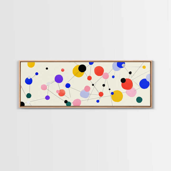 Colorful Atomic Dots And Connected Lines Wall Art, Midcentury Modern Art, Geometric Abstract Print, Retro Modern Decor Poster
