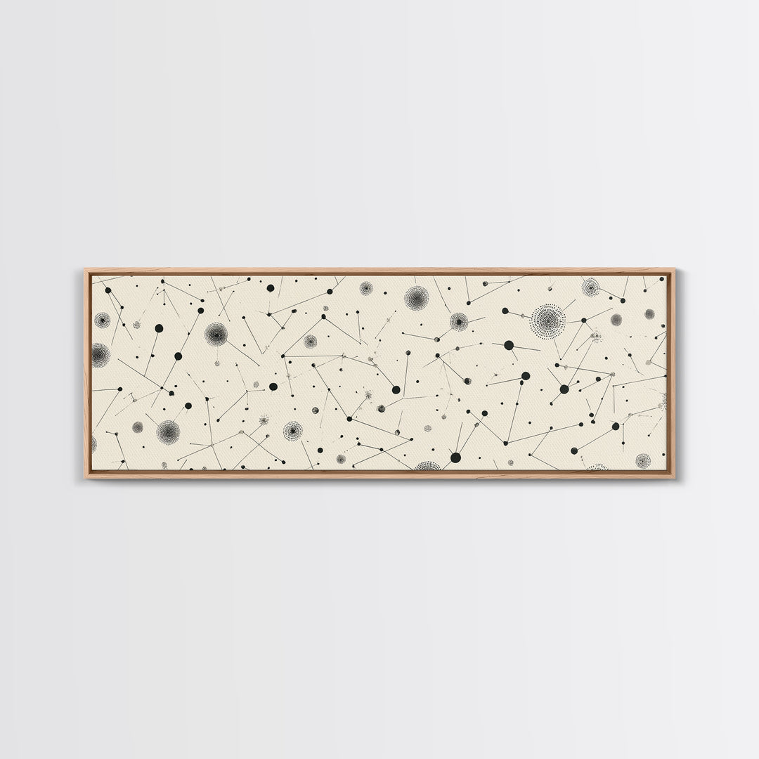 Black And White Constellation Dots Wall Art, Midcentury Abstract, Minimalist Modern Art Print, Atomic Retro Office Decor Poster