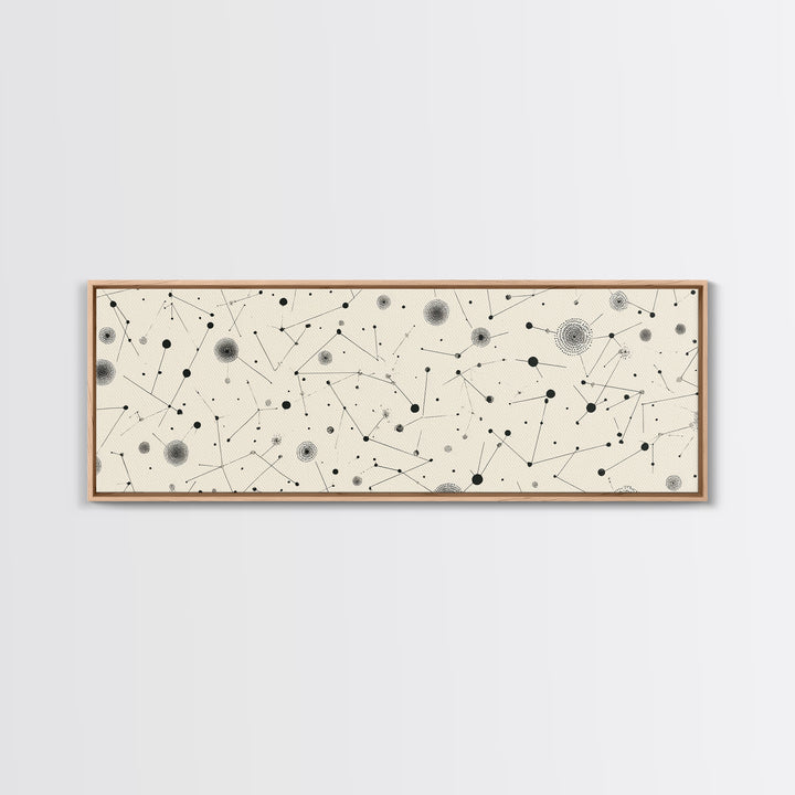 Black And White Constellation Dots Wall Art, Midcentury Abstract, Minimalist Modern Art Print, Atomic Retro Office Decor Poster