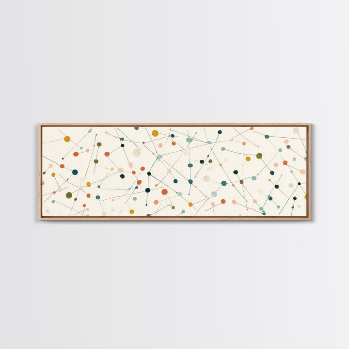 Muted Atomic Dots And Fine Connected Lines Canvas Print, Midcentury Modern Art, Geometric Wall Decor, Scandinavian Poster