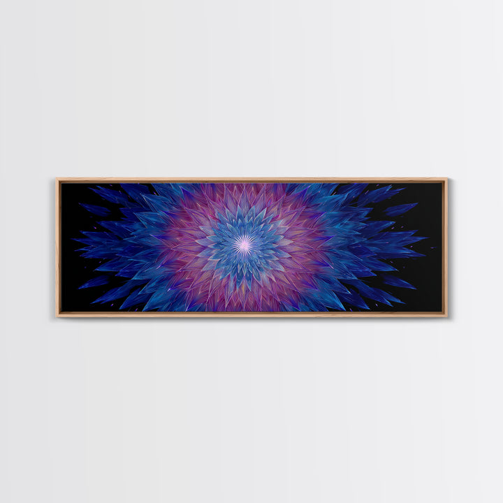 Blue Purple Crystal Kaleidoscope Canvas Print, Geometric Abstract Wall Art, Modern Psychedelic Decor, Colorful Poster, Gallery Wall Art