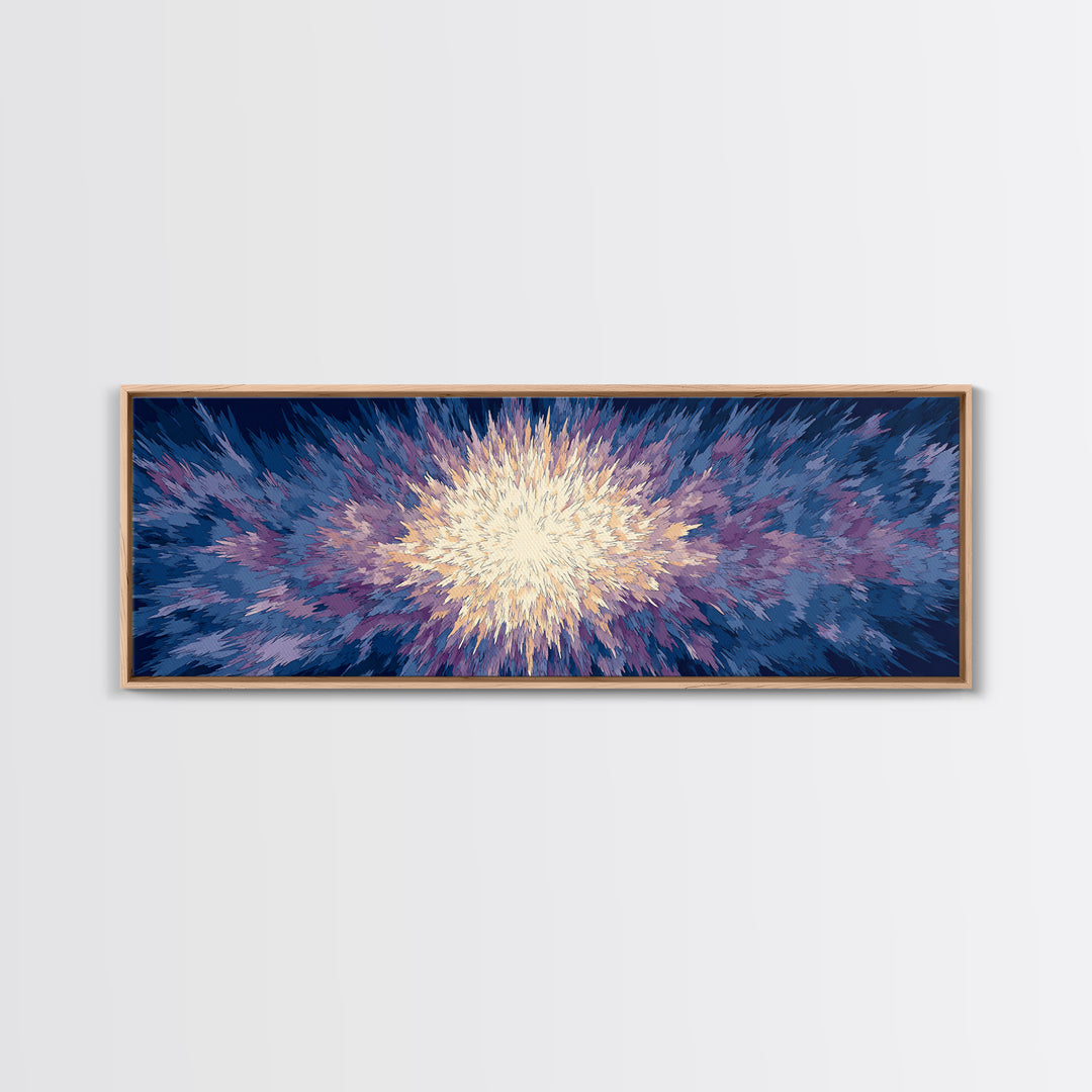 Radiant Blue Purple Starburst Wall Art, Modern Abstract Art Print, Cosmic Retro Decor, Living Room Statement Canvas Print