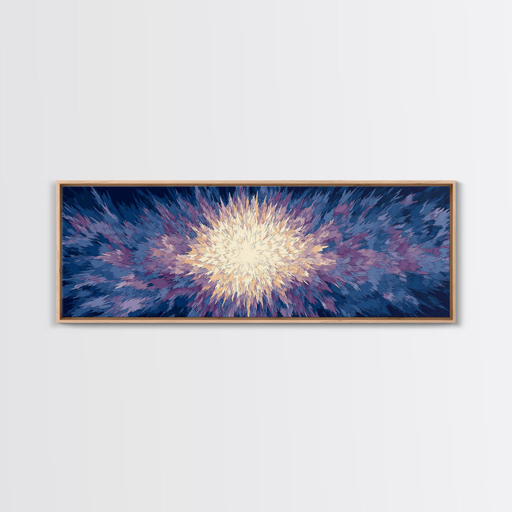 Radiant Blue Purple Starburst Wall Art, Modern Abstract Art Print, Cosmic Retro Decor, Living Room Statement Canvas Print