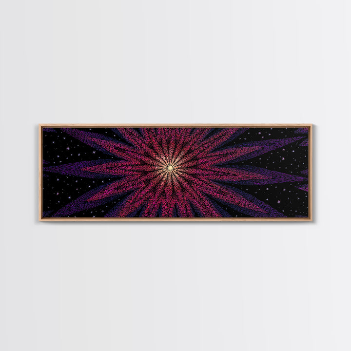 Magenta Purple Cosmic Burst Wall Art, Modern Abstract Canvas Print, Retro Space Poster, Funky MCM Home Decor, Large Statement Print