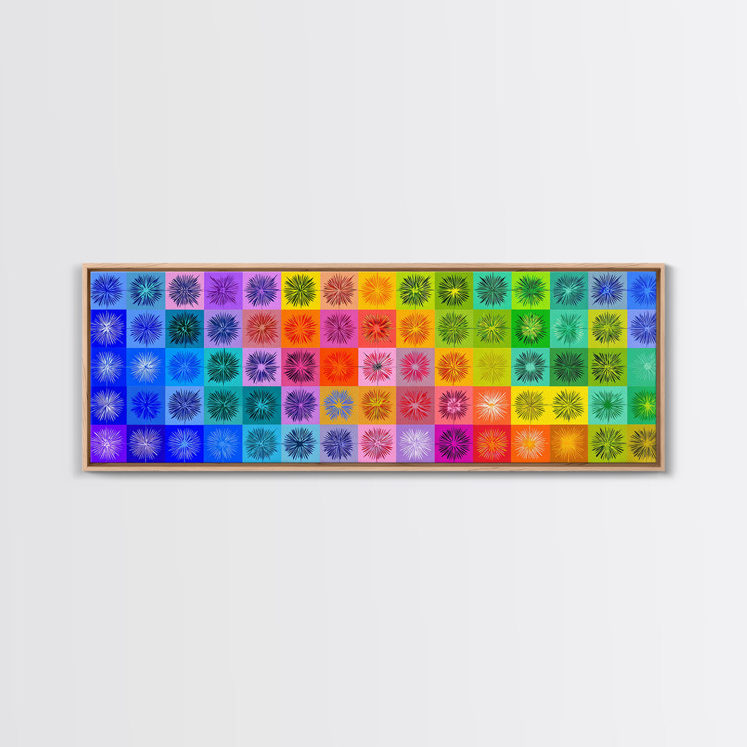 Colorful Pop Art Starburst Grid Wall Art, Retro Geometric Poster, Midcentury Modern Decor, Bright Abstract Canvas Print Set
