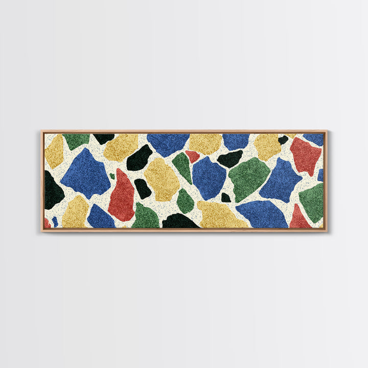 Bold Terrazzo Stone Canvas Print, Mid Century Modern Wall Decor, Colorful Abstract Art, Retro Pattern Poster, MCM Home Art