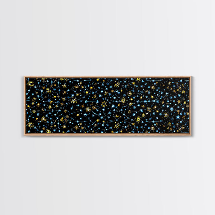 Atomic Constellation Wall Art, Mid Century Modern Space Decor, Retro Science Poster, Blue Yellow MCM Pattern, Modern Art Print