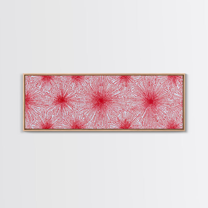 Red Pink Radiating Starburst Canvas Print, Mid Century Modern Wall Art, Bold Geometric Pattern, Retro Maximalist Decor Poster