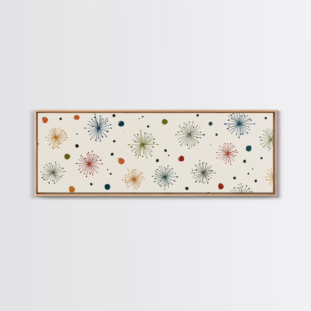 Minimal Atomic Starburst Wall Art, Mid Century Modern Print, Retro Geometric Pattern Poster, Cream MCM Home Decor Artwork