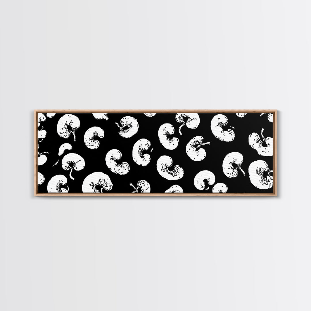 Black White Amoeba Pattern Canvas Print, Midcentury Modern Abstract Wall Decor, Monochrome Retro Op Art For Gallery Wall
