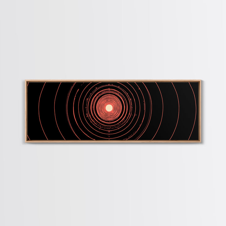 Orange Red Concentric Circle Wall Art, Modern Abstract Op Art Print, Cosmic Retro Minimal Poster For Bedroom Gallery Decor