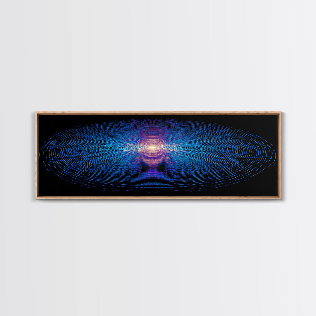 Blue Neon Concentric Ripple Field Wall Art, Futuristic Abstract Print, Modern Wall Decor, Space Abstract Art, Digital Art