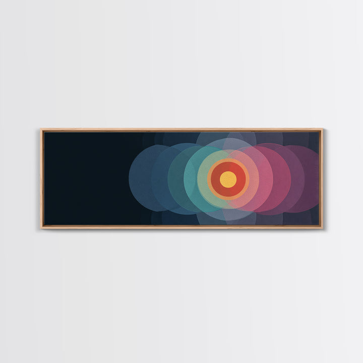 Translucent Target Circles Canvas Print, Midcentury Modern Abstract Wall Art, Colorful Geometric Decor, Pink Blue Poster