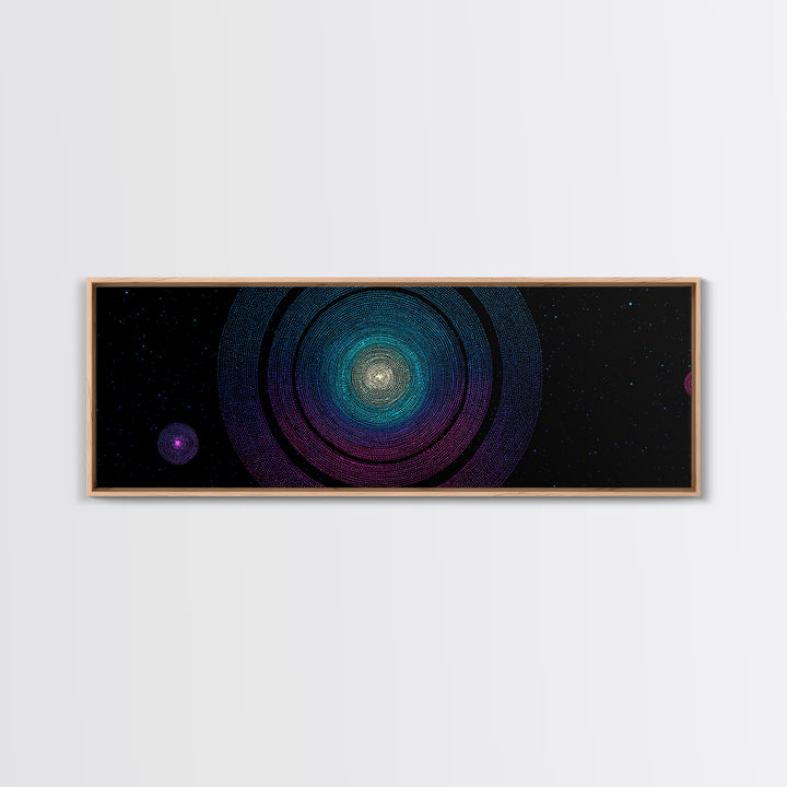 Glowing Nebula Mandala Canvas Print, Midcentury Modern Space Wall Art, Blue Purple Cosmic Decor, Geometric Star Poster Art