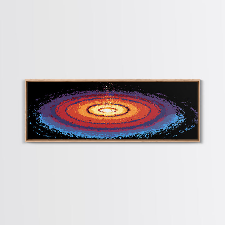 Orange Blue Spiral Galaxy Wall Art, Midcentury Modern Space Abstract Print, Cosmic Retro Decor, Large Canvas Statement Art