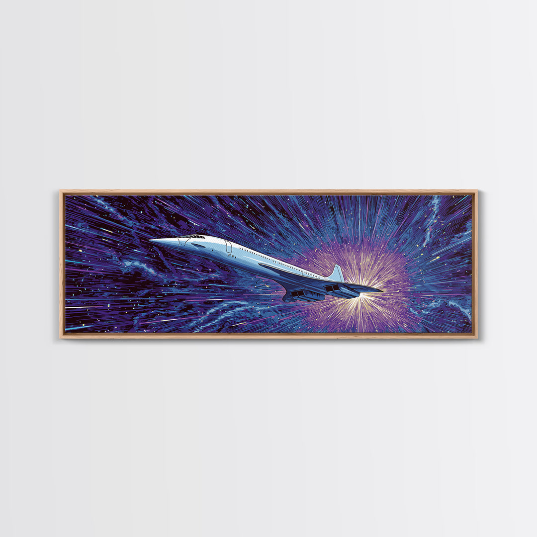 Supersonic Jet Starburst Wall Art, Midcentury Modern Space Poster, Retro Sci Fi Canvas Print, Aviation Wall Decor Gift For Him