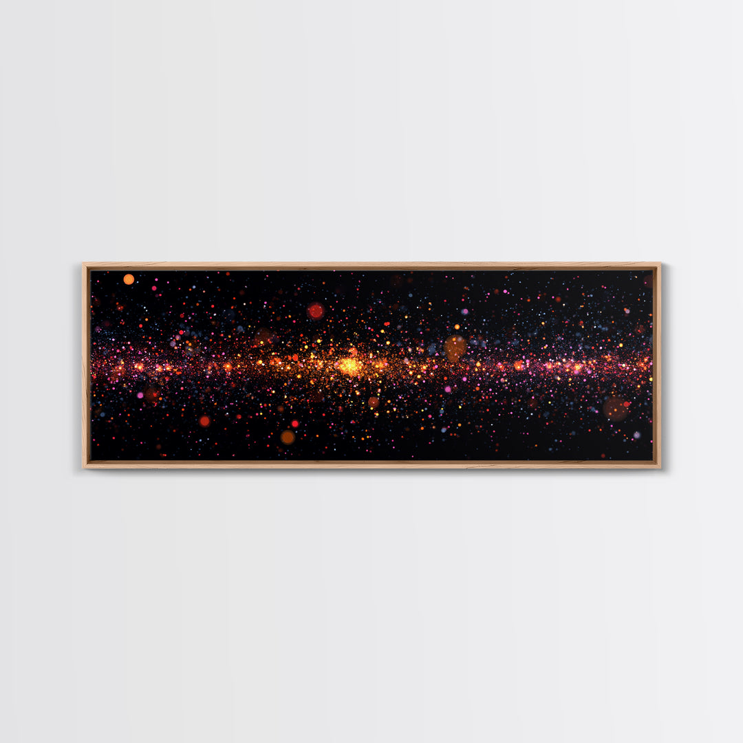 Radiant Particle Galaxy Horizon Wall Art, Space Abstract Art, Modern Digital Art Print, Cosmic Retro Decor, Large Canvas
