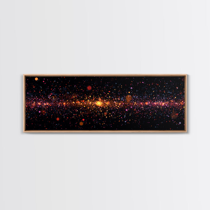 Radiant Particle Galaxy Horizon Wall Art, Space Abstract Art, Modern Digital Art Print, Cosmic Retro Decor, Large Canvas